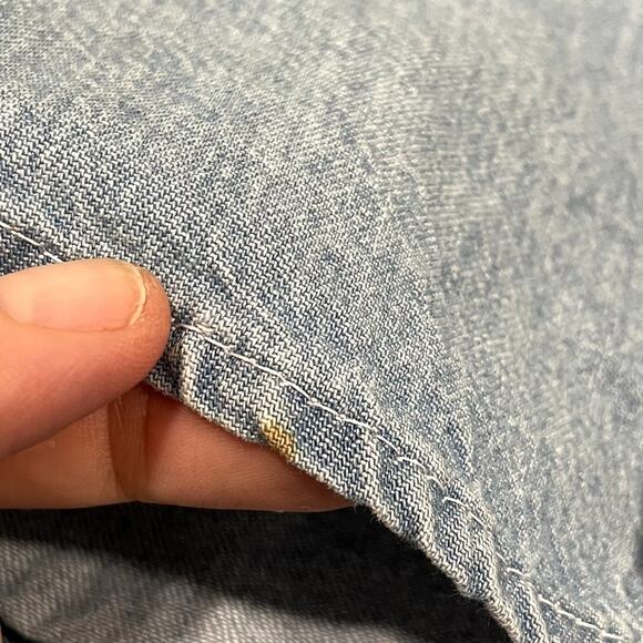 Planet Mars M&M Size S Shirt Button Up Long Sleeve Blue Pointe Chambray Denim - Picture 8 of 12